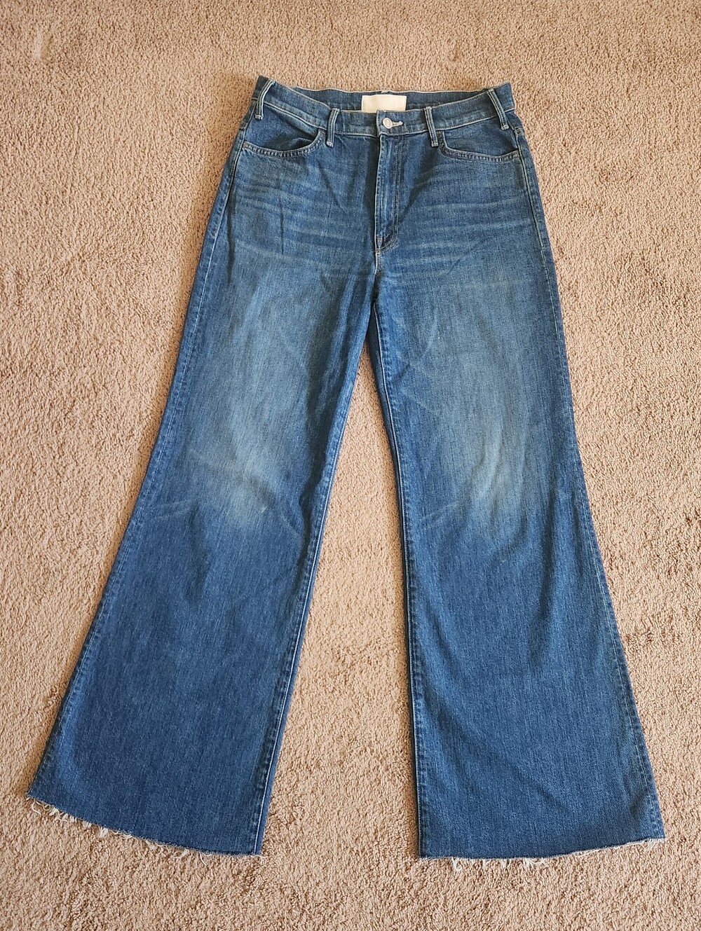 Mother Denim Hustler Roller Heel Fray Size Perfect Drug Medium Wash Wide Leg 31 - Picture 2 of 8